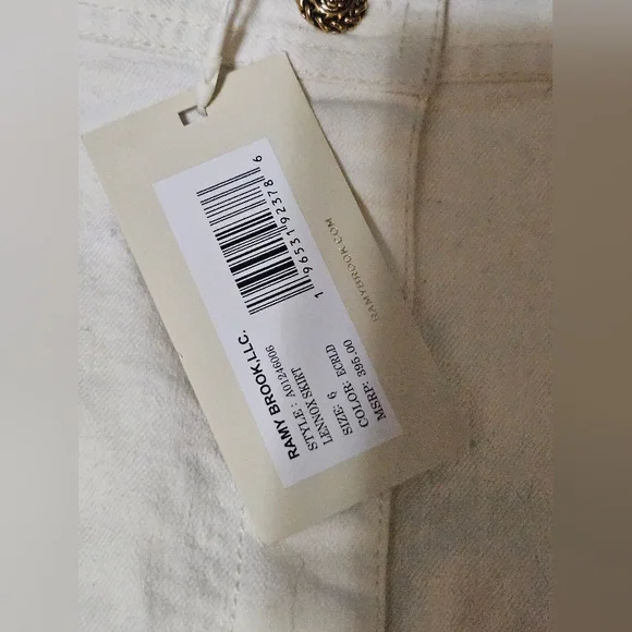 $465 Ramy Brook Women's LENNOX Denim & Lace Midi Skirt In Ivory Size 6 $395 HTF